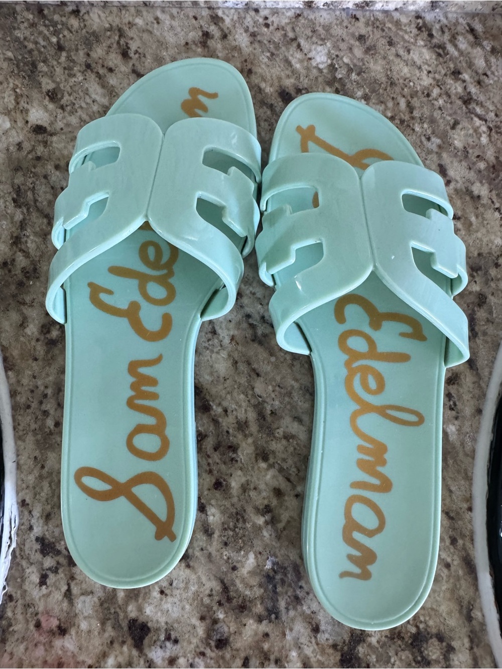 Sam Edelman Mint Green Double-Strap Slide Sandals